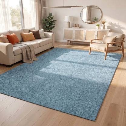 Comfy Washable Low Pile Living Room Area Rug - Anti-Slip Felt Backing - 12 Colours Available