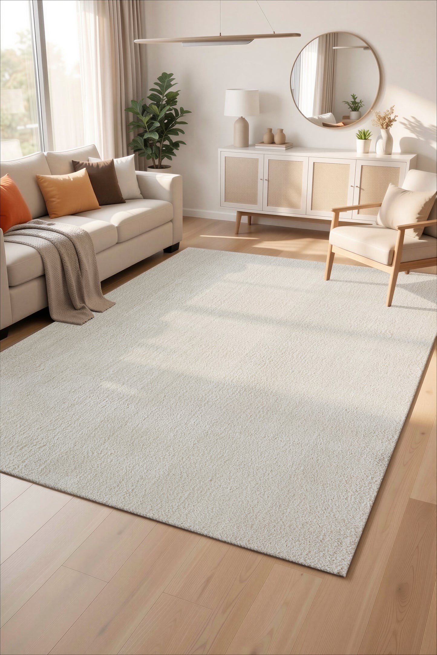 Comfy Washable Low Pile Living Room Area Rug - Anti-Slip Felt Backing - 12 Colours Available