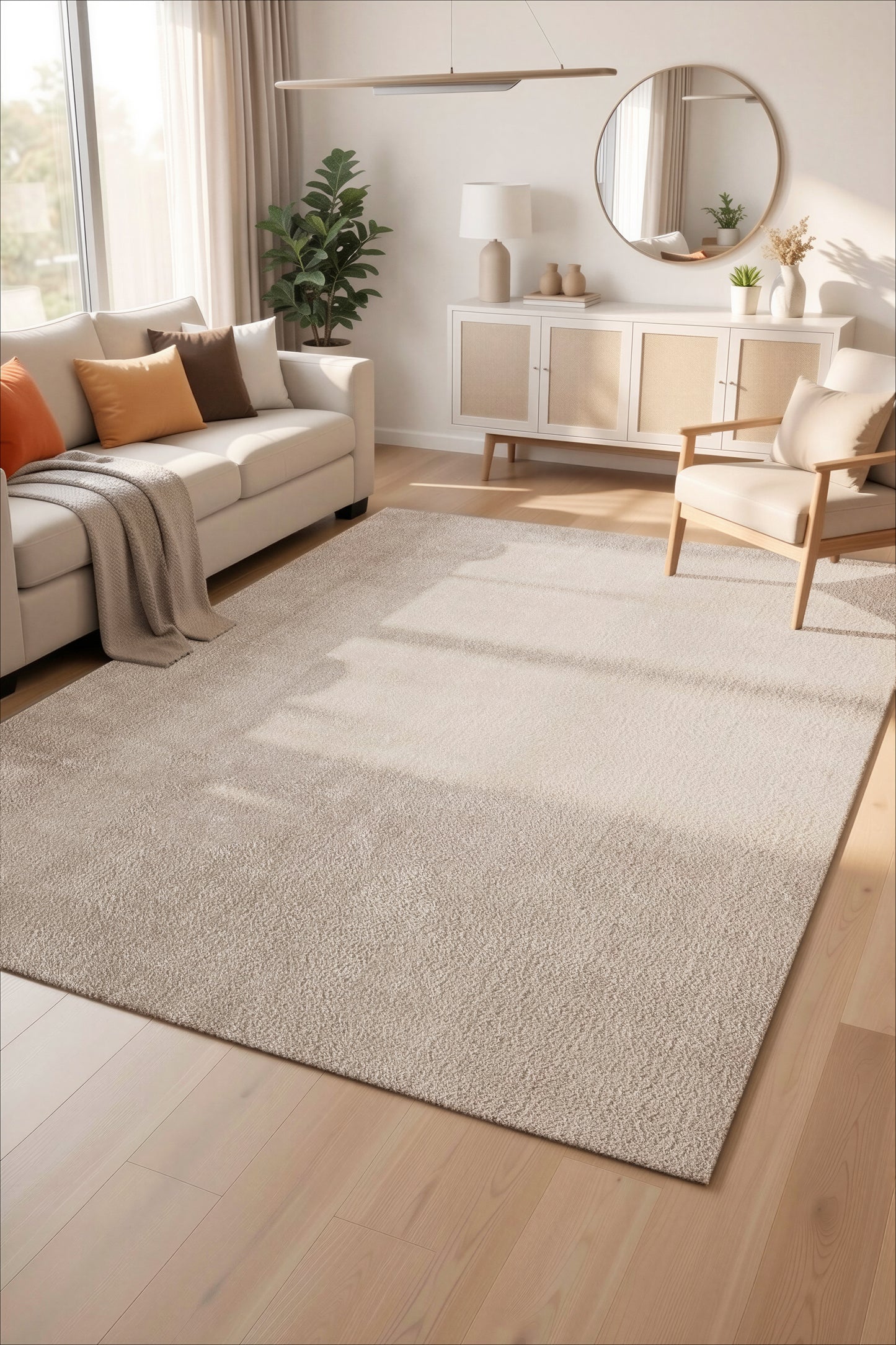 Comfy Washable Low Pile Living Room Area Rug - Anti-Slip Felt Backing - 12 Colours Available