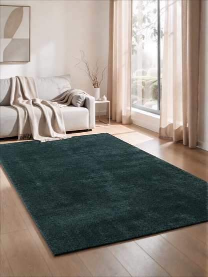 Comfy Washable Low Pile Living Room Area Rug - Anti-Slip Felt Backing - 12 Colours Available