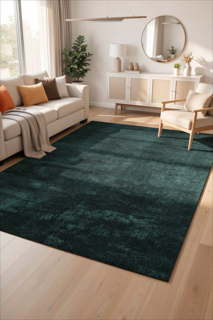 Comfy Washable Low Pile Living Room Area Rug - Anti-Slip Felt Backing - 12 Colours Available
