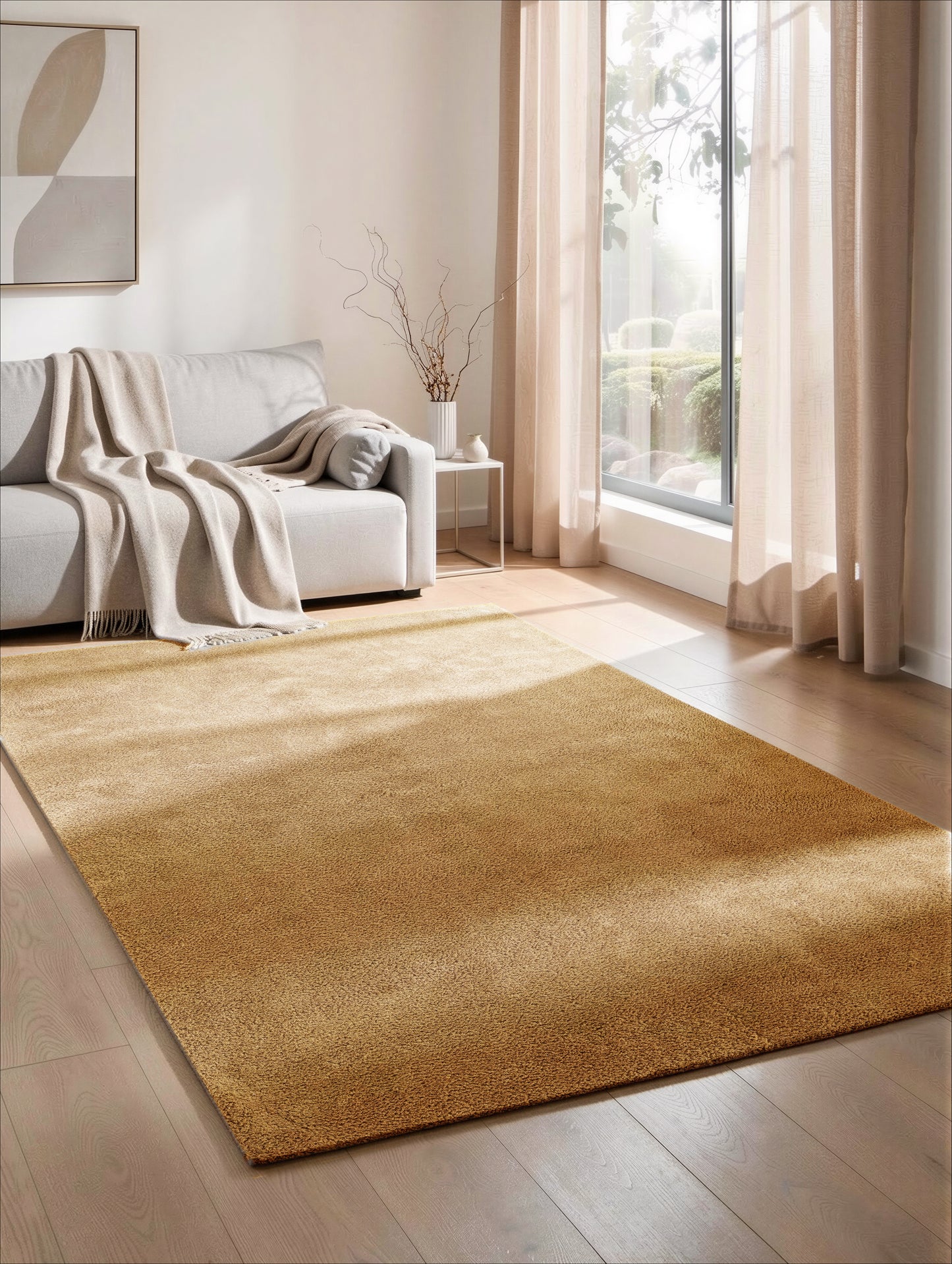 Comfy Washable Low Pile Living Room Area Rug - Anti-Slip Felt Backing - 12 Colours Available