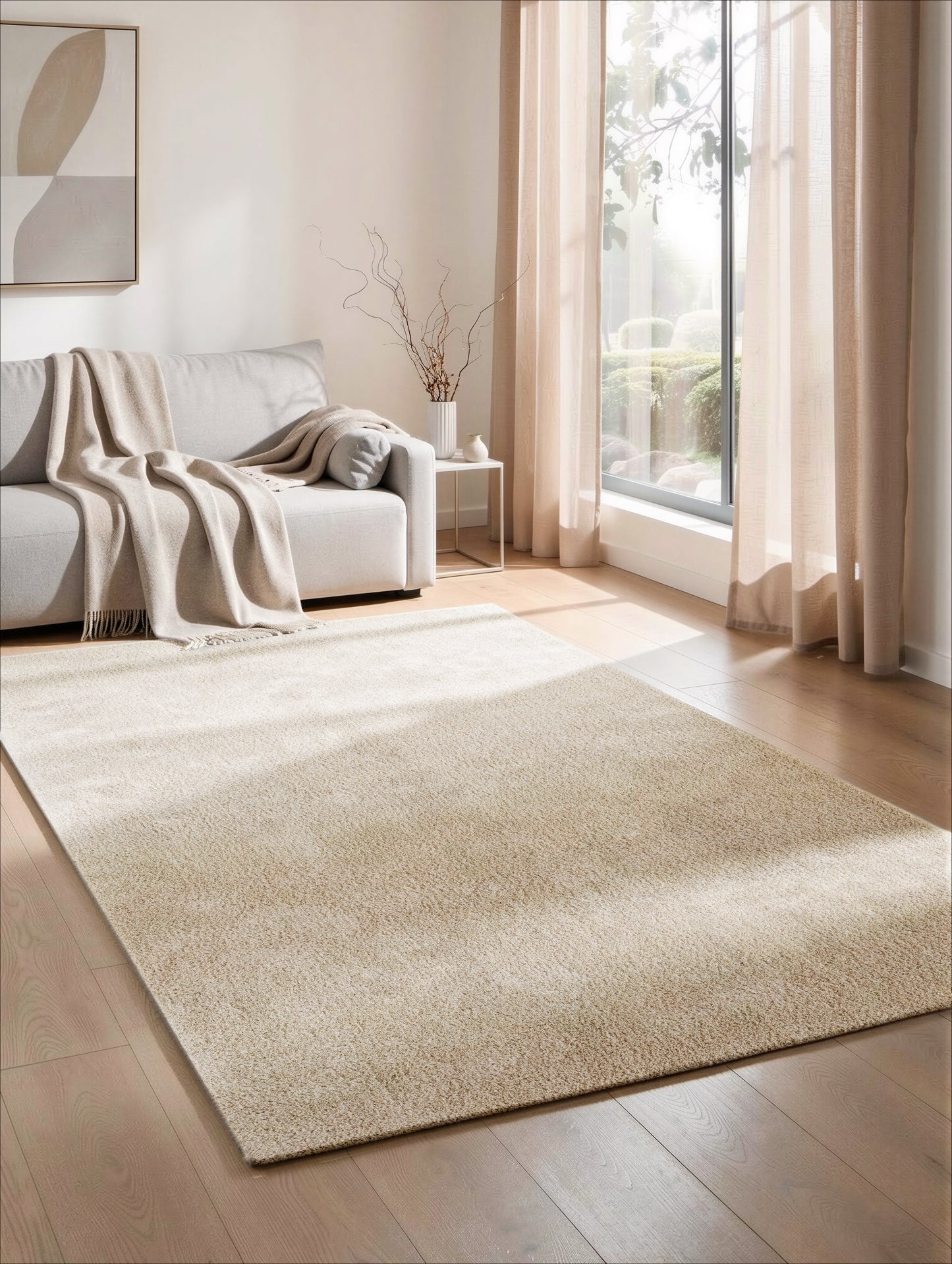 Comfy Washable Low Pile Living Room Area Rug - Anti-Slip Felt Backing - 12 Colours Available