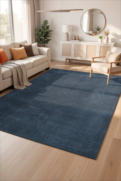 Comfy Washable Low Pile Living Room Area Rug - Anti-Slip Felt Backing - 12 Colours Available