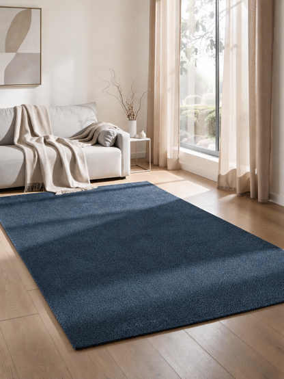 Comfy Washable Low Pile Living Room Area Rug - Anti-Slip Felt Backing - 12 Colours Available