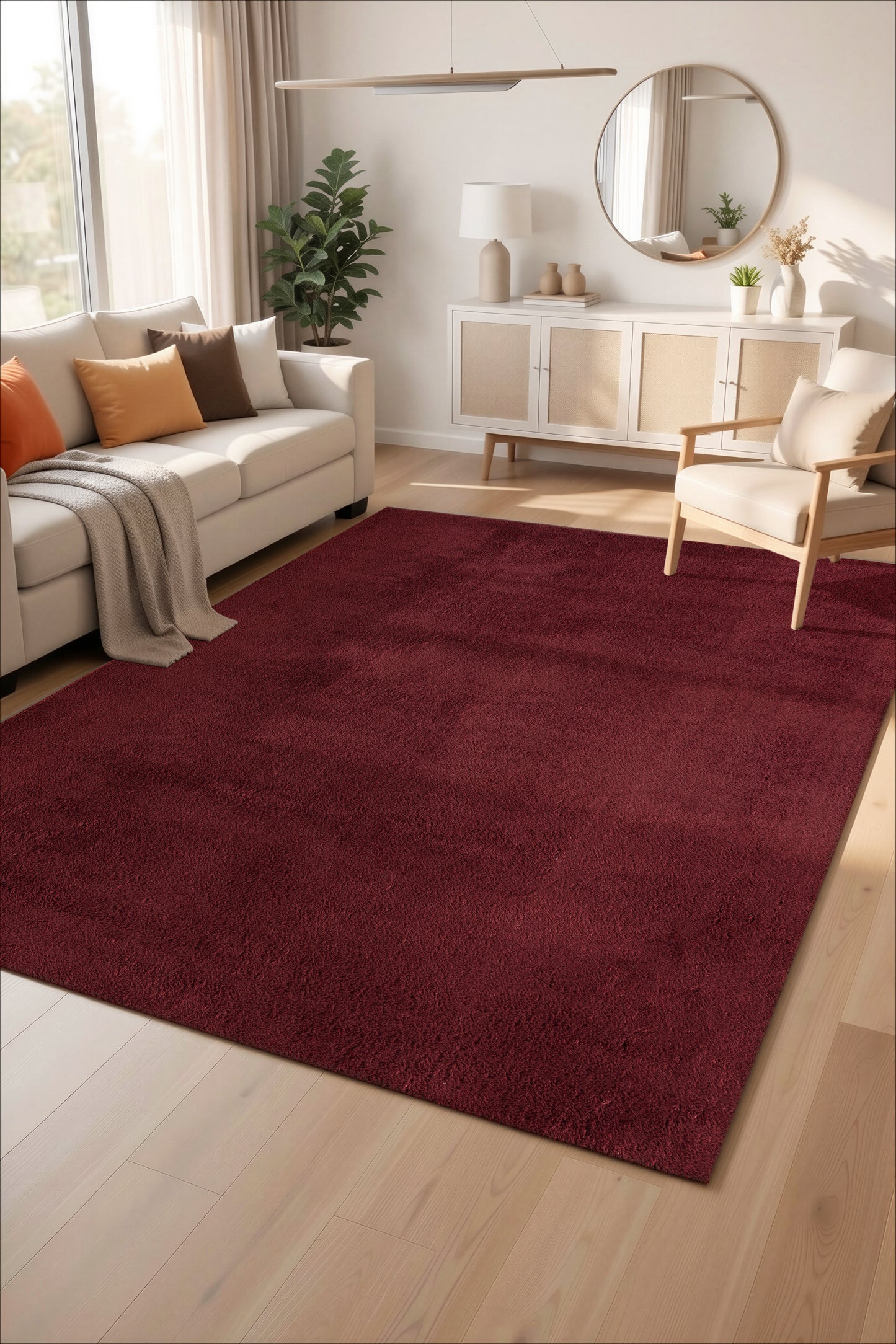 Comfy Washable Low Pile Living Room Area Rug - Anti-Slip Felt Backing - 12 Colours Available