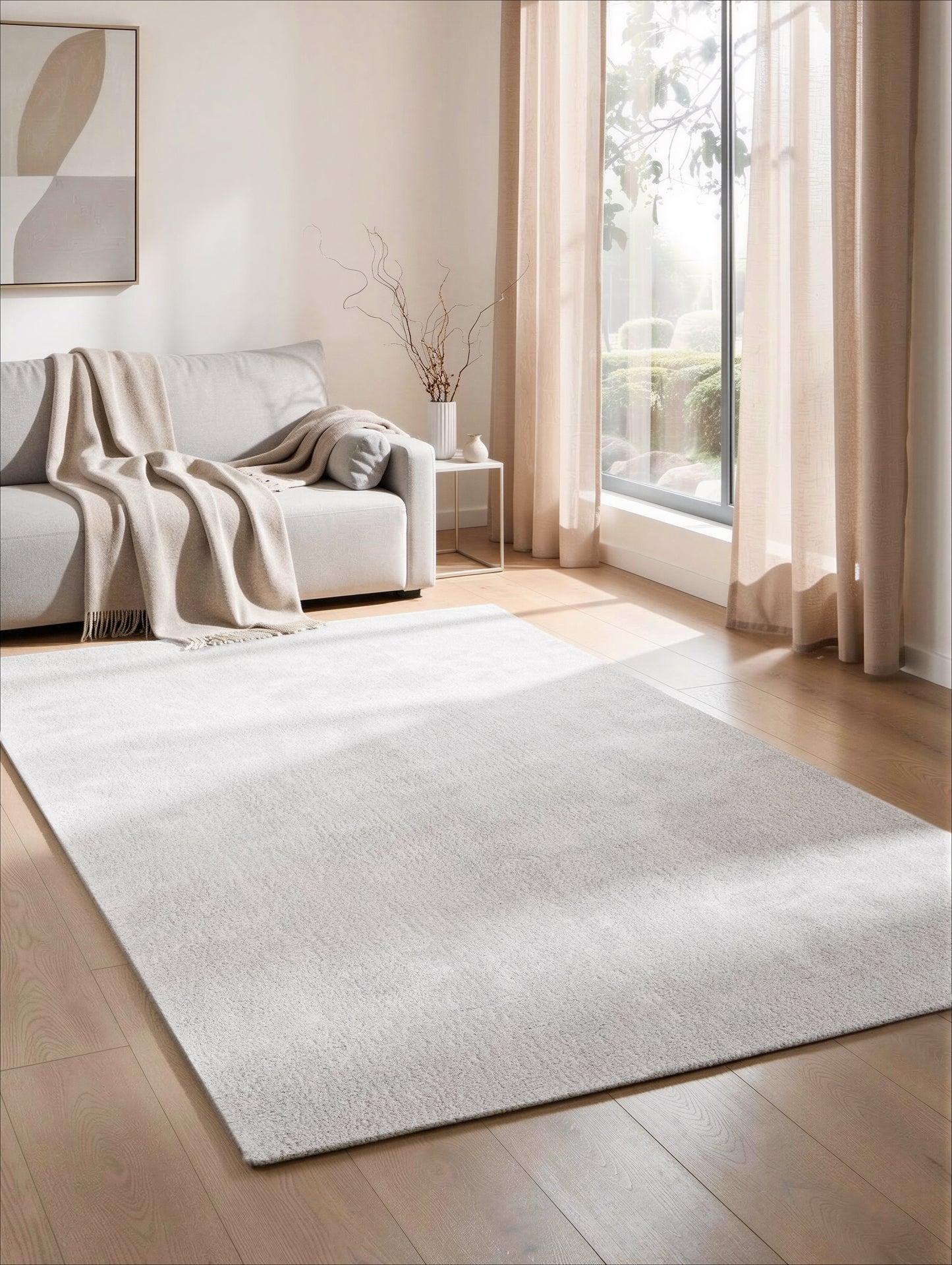 Comfy Washable Low Pile Living Room Area Rug - Anti-Slip Felt Backing - 12 Colours Available