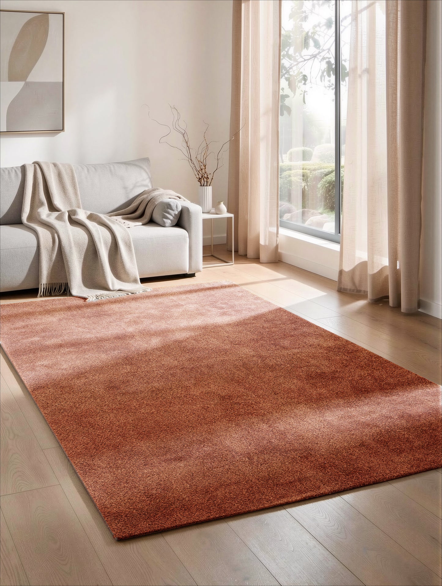 Comfy Washable Low Pile Living Room Area Rug - Anti-Slip Felt Backing - 12 Colours Available