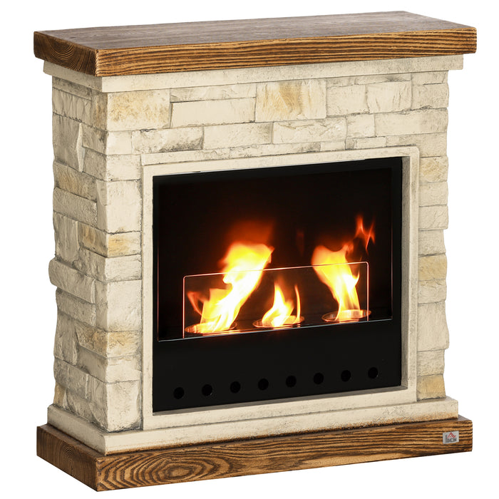 Bioethanol Fire, Ethanol and Gel Fireplace, 3 Hours Burns, Brown