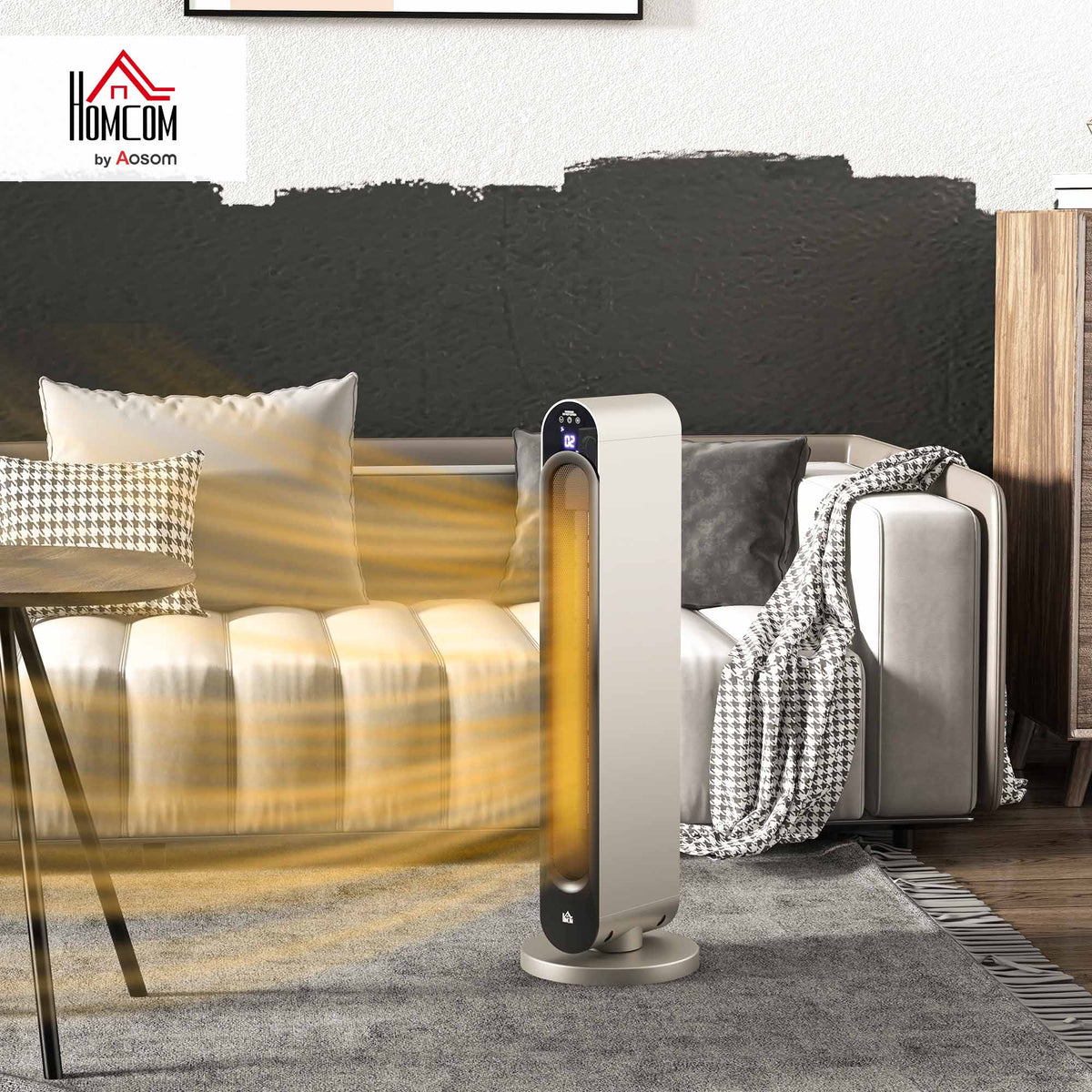 2200W Ceramic Heater for Home with Remote Control, 12H Timer, Silver