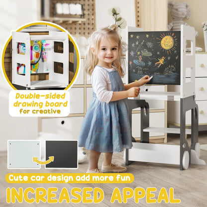 Toddler Step Stool, 4 in 1 Foldable Toddler Step, Grey