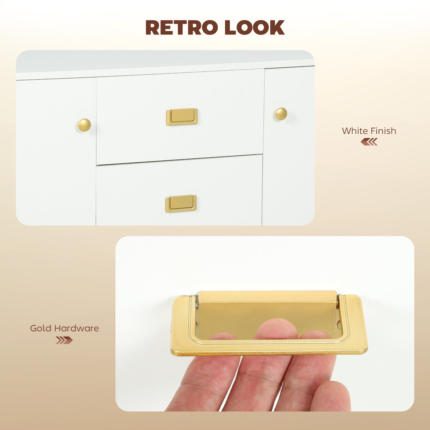 Modern Sideboard, Storage Cabinet, Accent Cupboard White