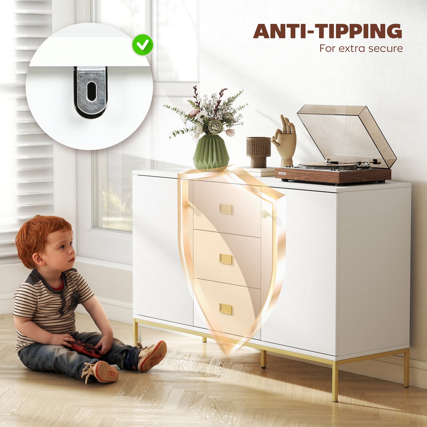 Pet-Friendly Leather Recliner Computer Chair with Footrest, Brown