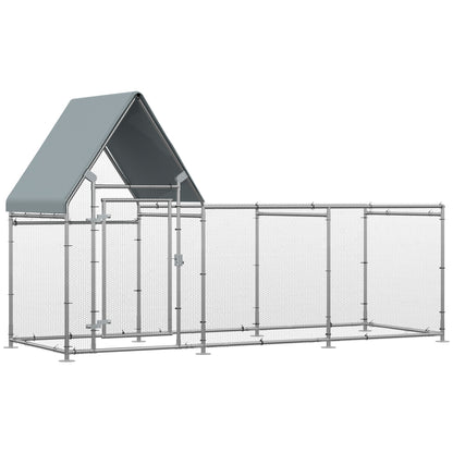 Walk In Chicken Run Large Outdoor Chicken Cage Coop w/ Cover 3 x 1 x 1.7m