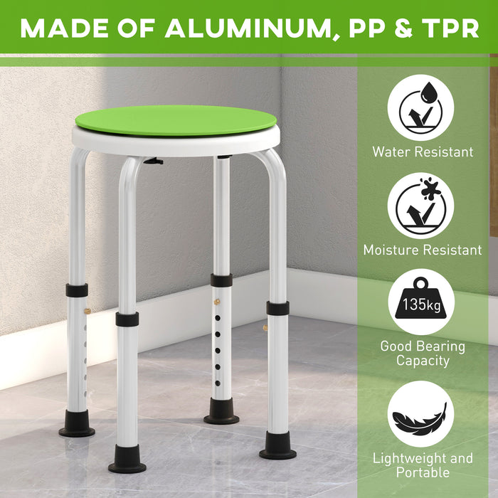 360 Degree Swivel Shower Stool w/ Non-Slip Feet for Disabled Green