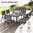 Seven-Piece Steel Dining Set, with Aluminium-Top Table