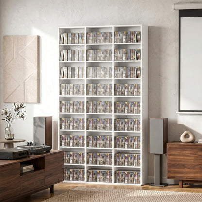 835 CD/500 DVD Storage Unit, Blu-ray Media Storage Shelf, White
