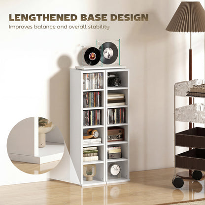 Set of 2 CD Storage Units DVD Shelf with Adjustable Shelves, White