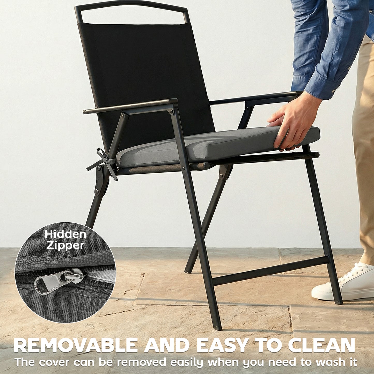 Seat Cushions with Machine Washable Cover Dark Grey