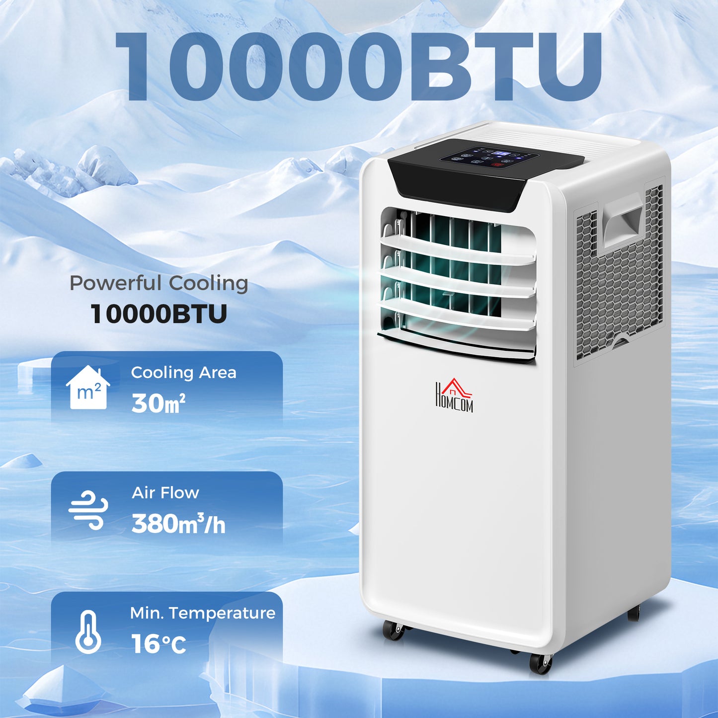 10000 BTU Mobile Portable Air Conditioner Room Ac Unit w/ RC, White