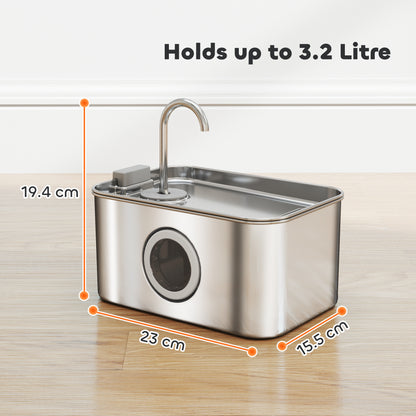 3.2L Cat Water Fountain for Drinking Stainless Steel Ultra-Silent