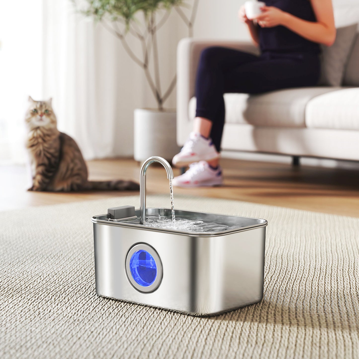 3.2L Cat Water Fountain for Drinking Stainless Steel Ultra-Silent