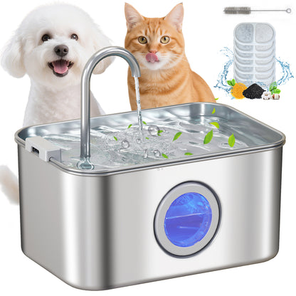 3.2L Cat Water Fountain for Drinking Stainless Steel Ultra-Silent