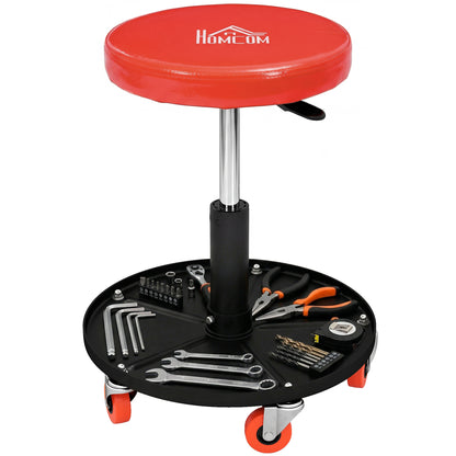 Pneumatic Adjustable Mechanic Stool w/ Tool Tray, Wheels