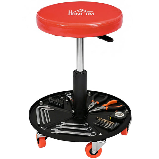 Pneumatic Adjustable Mechanic Stool w/ Tool Tray, Wheels