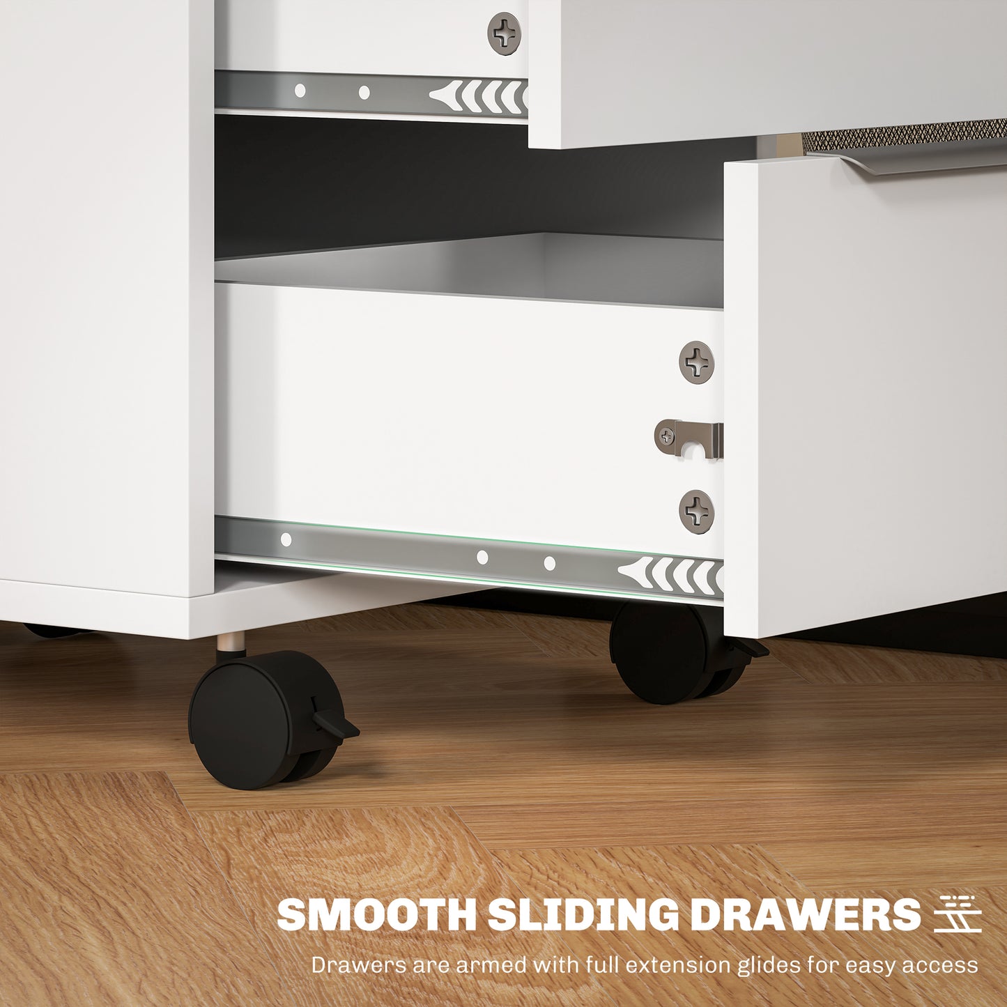 Modern 3-Drawer Locking File Cabinet Mobile Filing Cabinet White