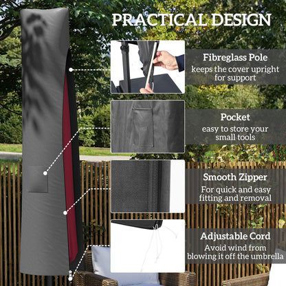 Parasol Umbrella Cover, Outdoor Protector for Garden, Grey