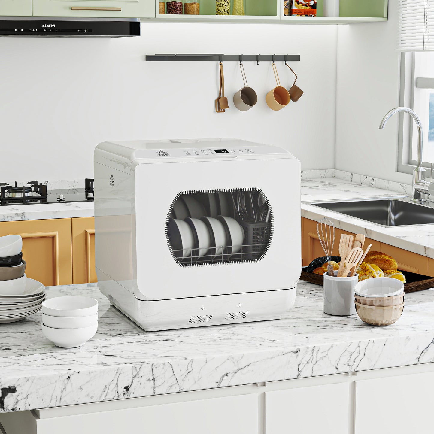 Worktop Dishwasher w/ 4 Place Settings 6 Programs, White