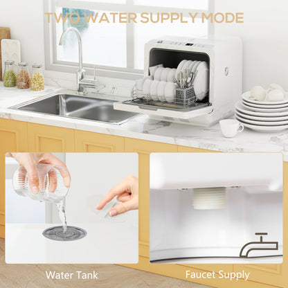 Worktop Dishwasher w/ 4 Place Settings 6 Programs, White