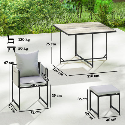 8 Seater Garden Dining Set, Cube Garden Furniture with Cushions