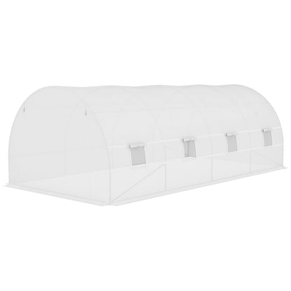 Greenhouse Replacement Cover ONLY Winter Garden Plant PE Cover with Roll-up Windows Door, 6 x 3 x 2m White