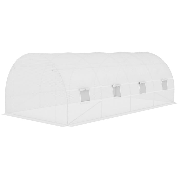 Greenhouse Replacement Cover ONLY Winter Garden Plant PE Cover with Roll-up Windows Door, 6 x 3 x 2m White