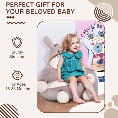 Animal Kids Sofa Chair Cartoon Donkey with Armrest 60 x 55 x 60cm Grey