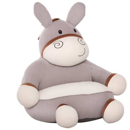 Animal Kids Sofa Chair Cartoon Donkey with Armrest 60 x 55 x 60cm Grey