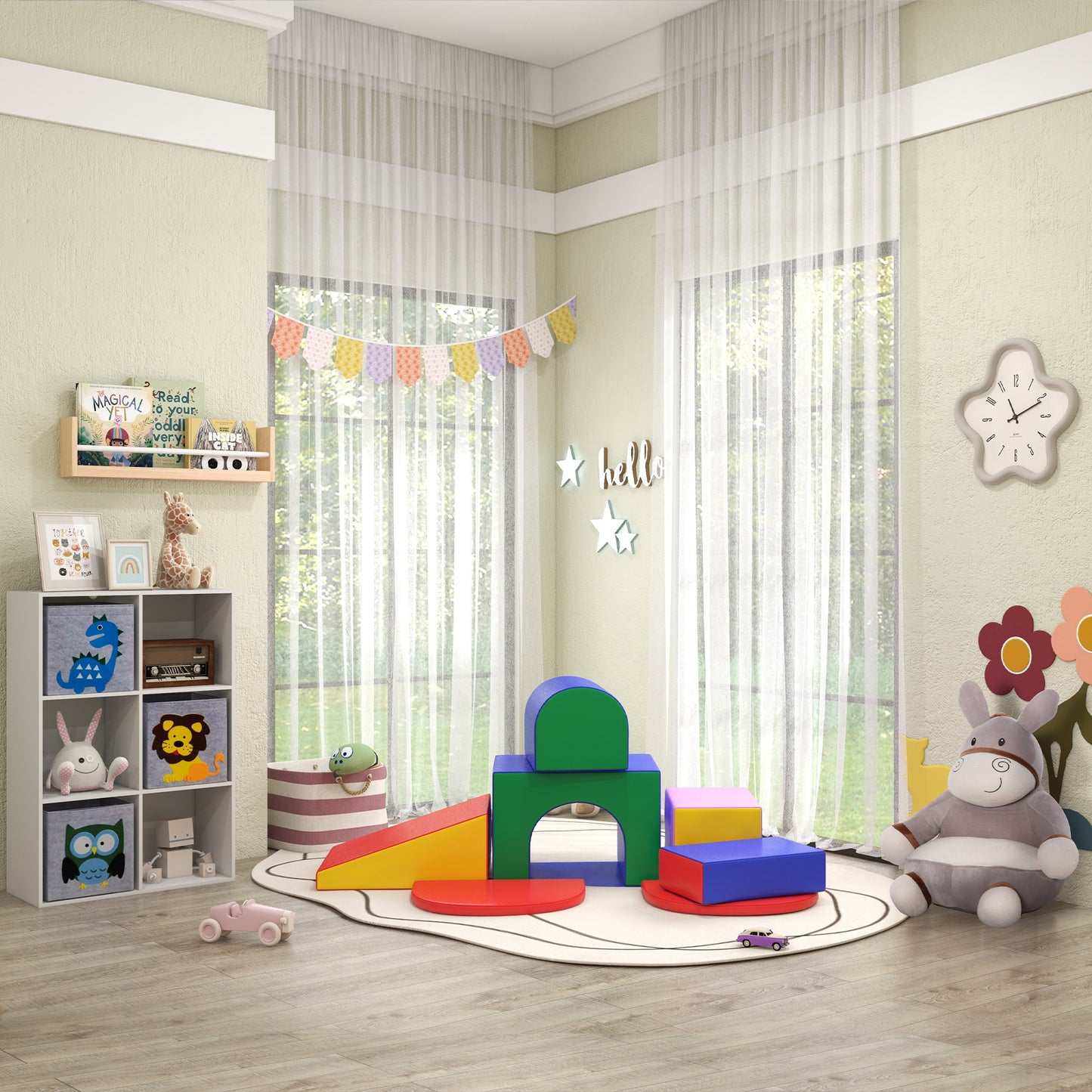 Animal Kids Sofa Chair Cartoon Donkey with Armrest 60 x 55 x 60cm Grey