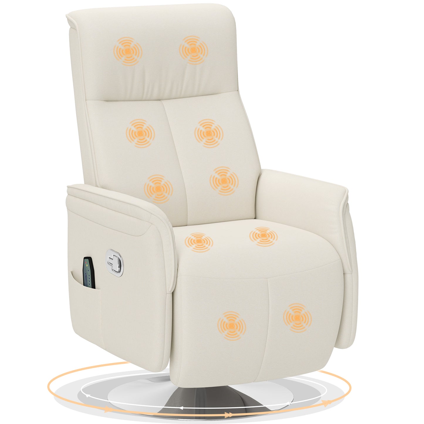 Massage Reclining Chair with Adjustable Backrest, Cream White