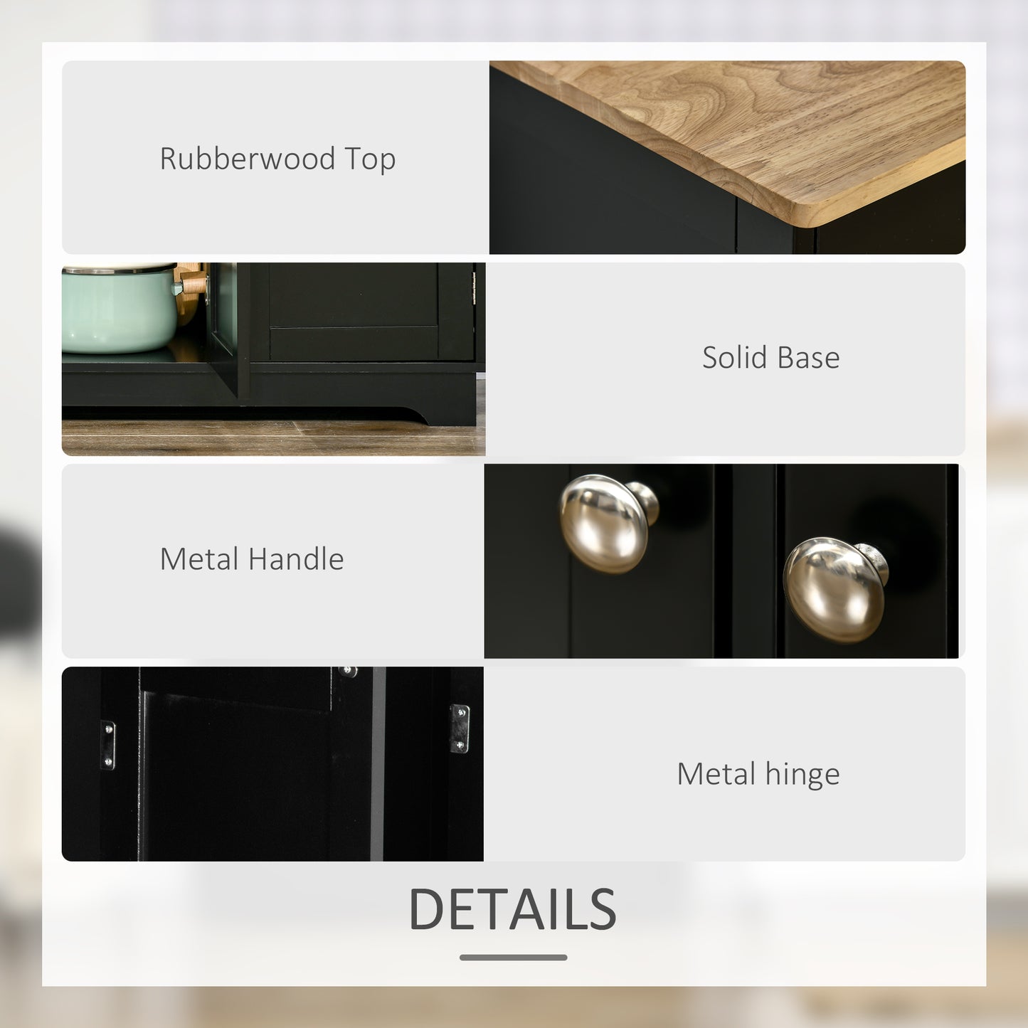 Sideboard Buffet Cabinet with Storage Cabinets and Drawers Black