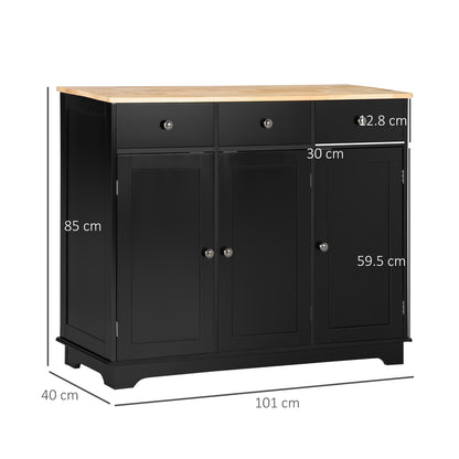 Sideboard Buffet Cabinet with Storage Cabinets and Drawers Black