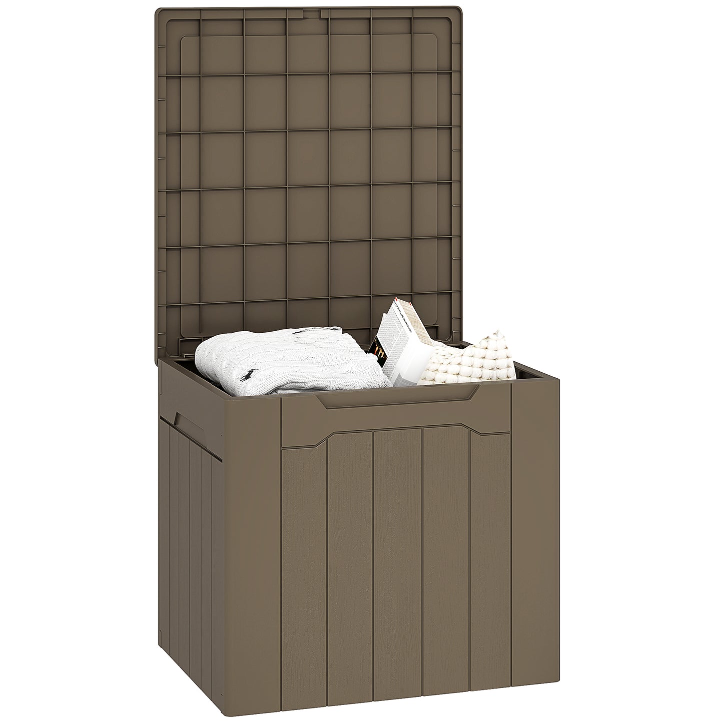 107 L Plastic Storage Chest with Lock Hole and Handles Dark Brown