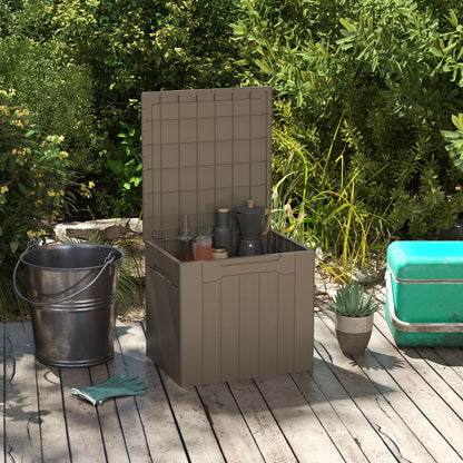 107 L Plastic Storage Chest with Lock Hole and Handles Dark Brown