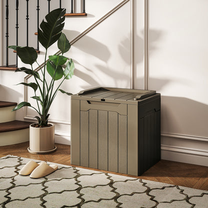 107 L Plastic Storage Chest with Lock Hole and Handles Dark Brown