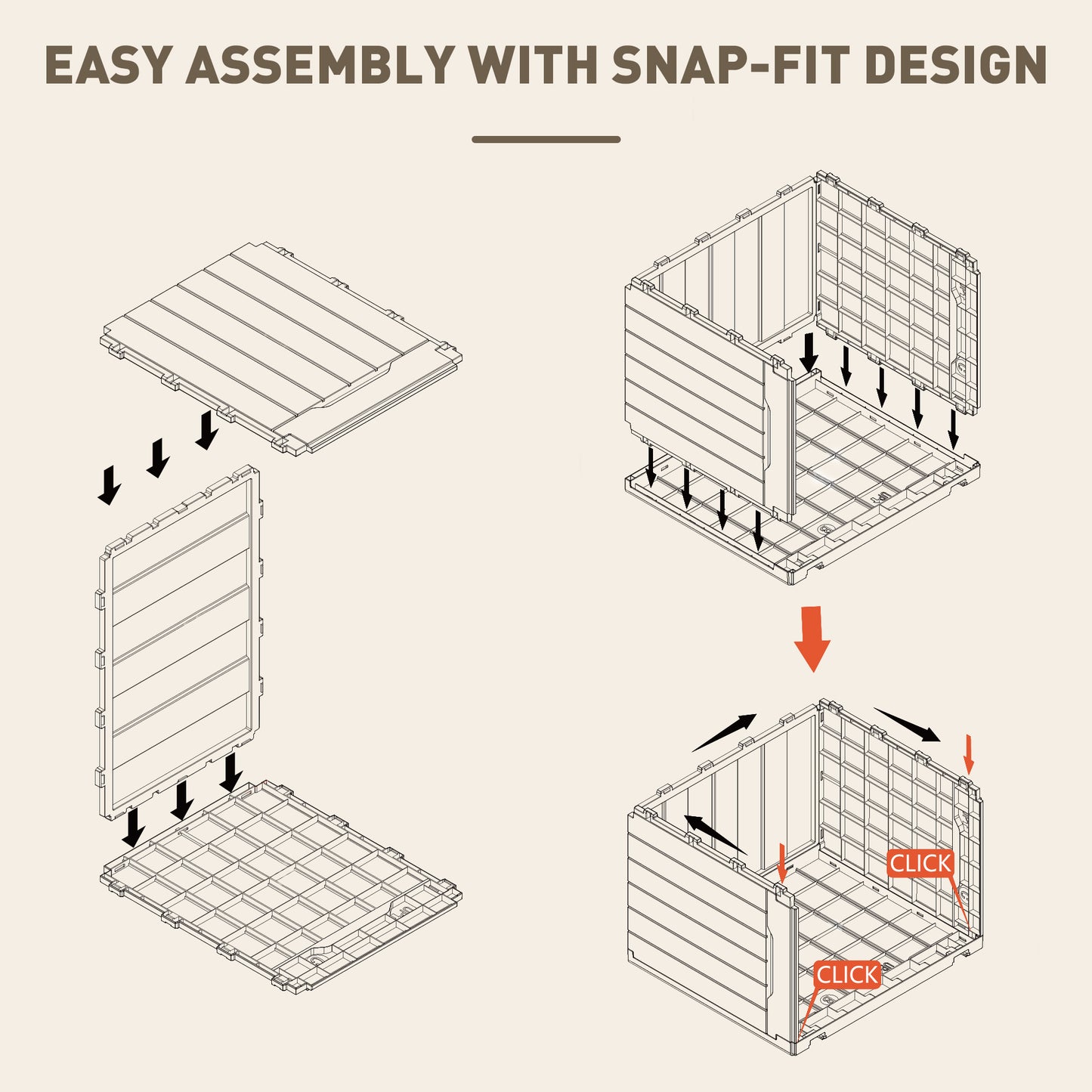 107 L Plastic Storage Chest with Lock Hole and Handles Dark Brown