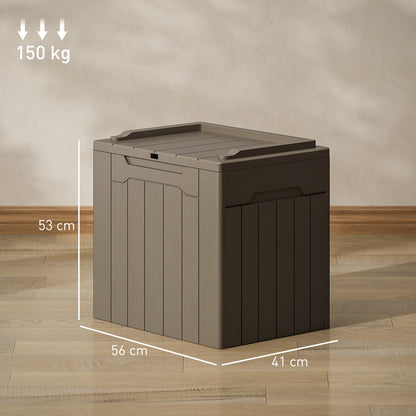 107 L Plastic Storage Chest with Lock Hole and Handles Dark Brown