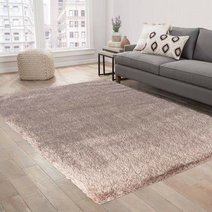 California Modern Soft Plain Shimmer Shaggy Area Rugs - 2 Colours Available