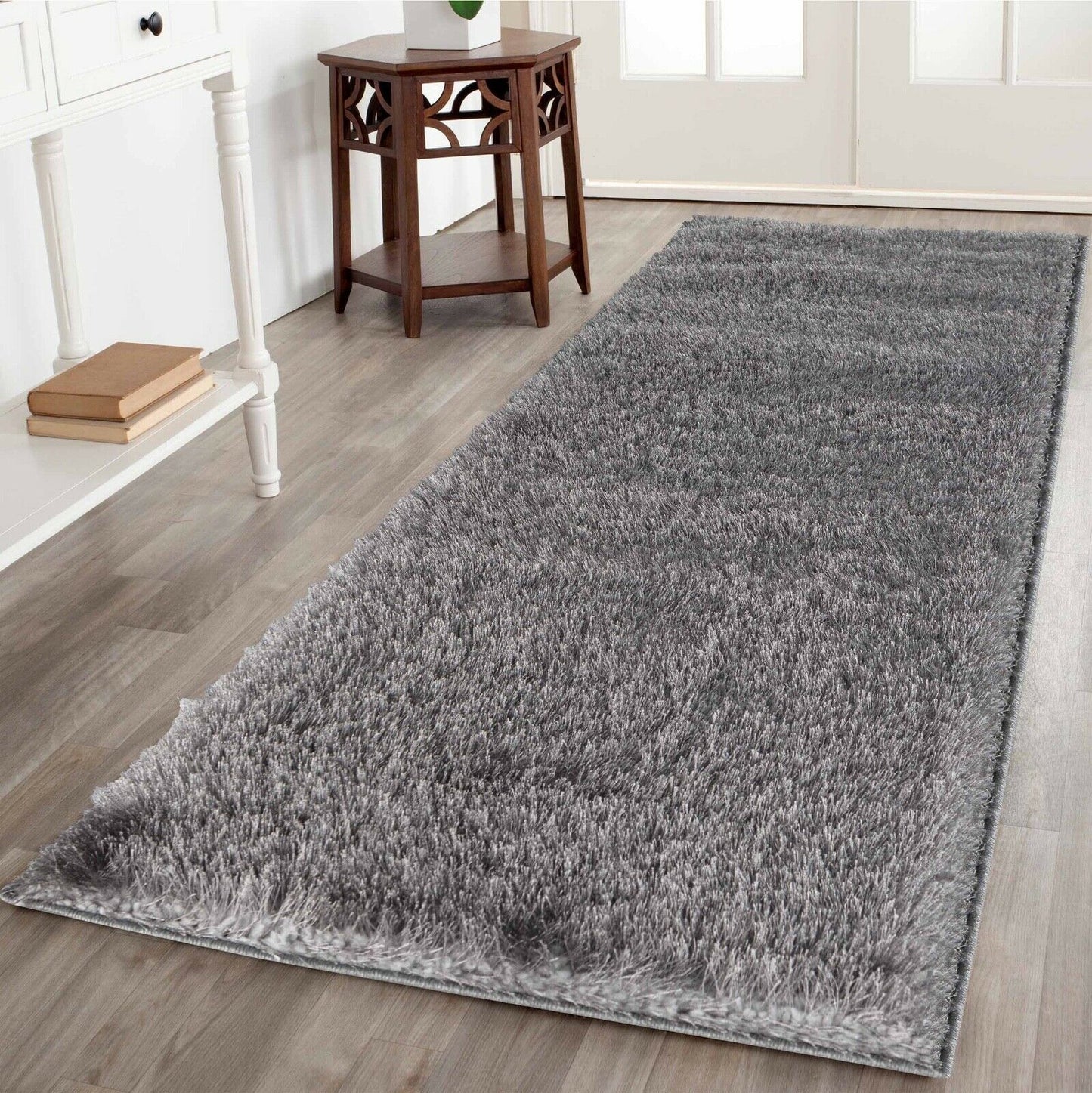 California Modern Soft Plain Shimmer Shaggy Area Rugs - 2 Colours Available