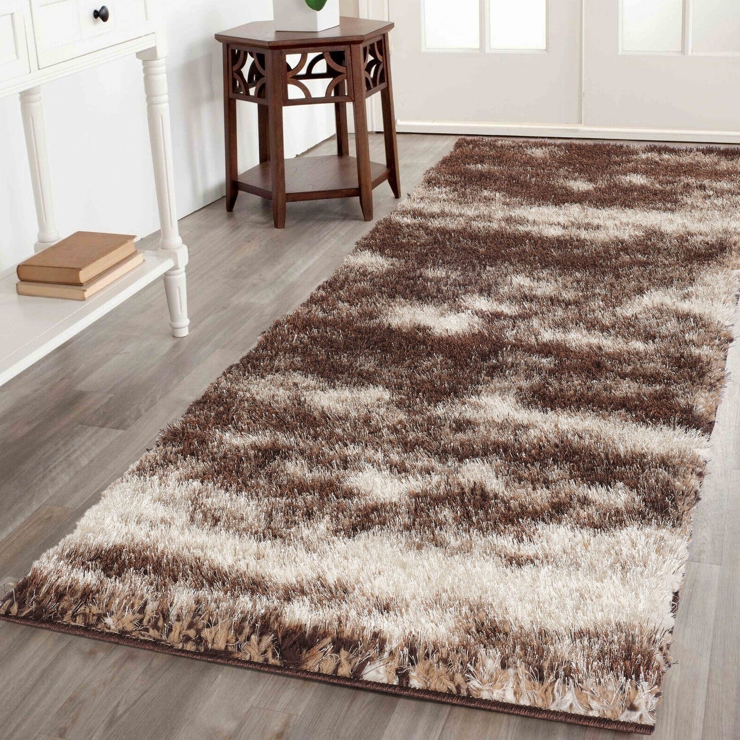 California Modern Soft Two Tone Shimmer Shaggy Area Rugs - 3 Colours Available